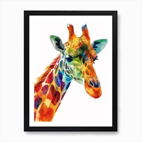 Giraffe Watercolour Face Portrait 1 Art Print