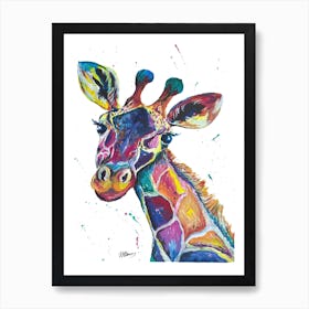 Colourful Giraffe painting Art Print