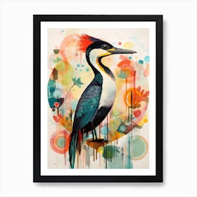Bird Painting Collage Cormorant 1 Art Print