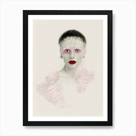 PINK FRILLS - Pastel Fashion Illustration with Red Lips, Piercings and Freckles by "Colt x Wilde"  Art Print