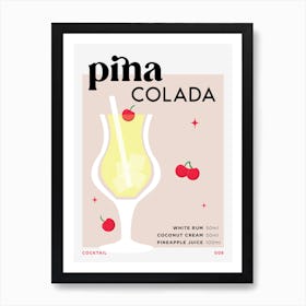 Pina Colada in Beige Cocktail Recipe Art Print