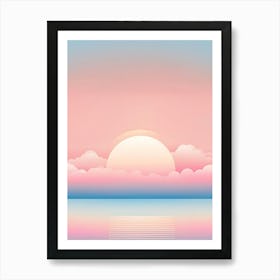 Sunset Over The Sea pink Art Print