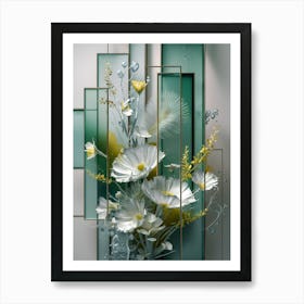 Flowers In A Glass Vase Art Print