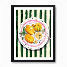 A Plate Of Pumpkins, Autumn Food Illustration Top View 18 Art Print