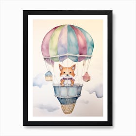 Baby Fox 2 In A Hot Air Balloon Art Print