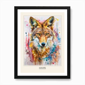 Coyote Colourful Watercolour 4 Poster Art Print