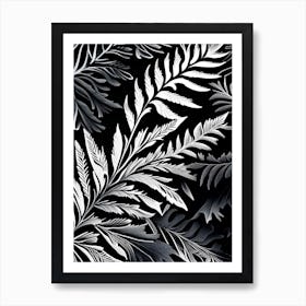 Yew Leaf Linocut 1 Art Print