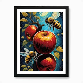 Bees And Apples Art Print