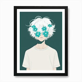 Boy With Flowers On His Face 1 Art Print