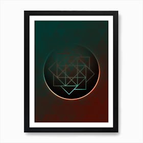 Geometric Neon Glyph on Jewel Tone Triangle Pattern 361 Art Print