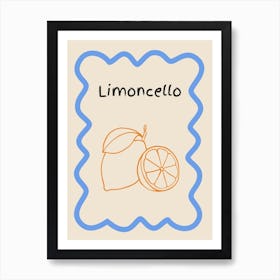 Limoncello Doodle Poster Blue & Orange Art Print