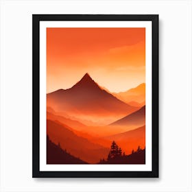 Misty Mountains Vertical Composition In Orange Tone 234 Art Print