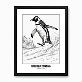 Penguin Sliding On Ice Poster 4 Art Print