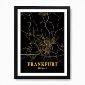 Frankfurt Gold City Map 1 Art Print