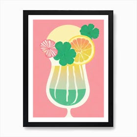 Clover Club Retro Pink Cocktail Poster Art Print