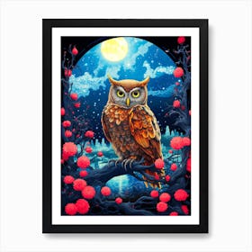 Owl At Night Art Print