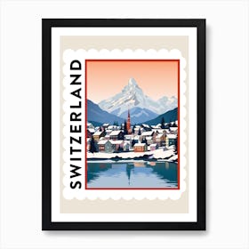 Retro Winter Stamp Poster Lucerne Switzerland 1 Art Print