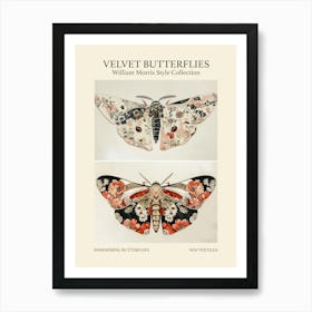 Velvet Butterflies Collection Shimmering Butterflies William Morris Style 9 Art Print