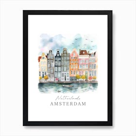 Netherlands, Amsterdam Storybook 3 Travel Poster Watercolour Art Print