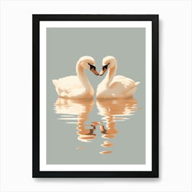 Cute Cygnets Scandinavian Style Illustration 3 Art Print