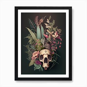 Animal Skull Botanical Art Print