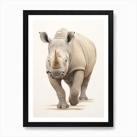 Simple Illustration Of A Rhino Walking 3 Art Print