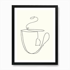 Tea Cup Illustration Monoline Hand Drawing Aesthetic Illustration Art Print