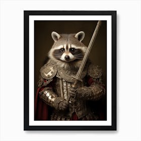 Vintage Portrait Of A Barbados Raccoon Dressed As A Knight 3 Art Print