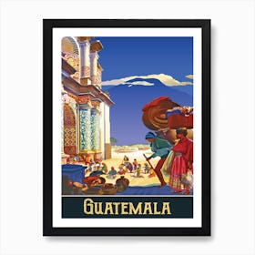 Guatemala, People Are Going To The Market Art Print