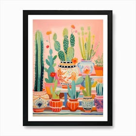 Cactus Painting Maximalist Still Life Cactus Art Print