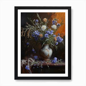 Baroque Floral Still Life Scabiosa 1 Art Print