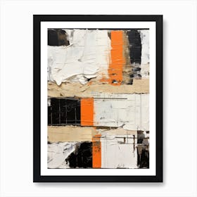 Abstract Orange and Black White Painting Art Print