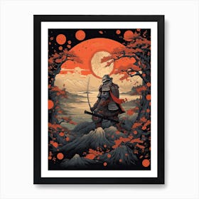 Samurai Ukiyo E Style Illustration 3 Art Print