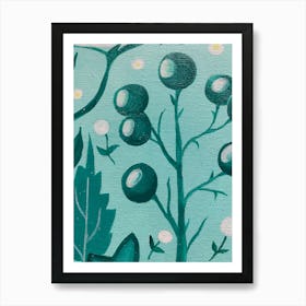 Green Berries And Leaves Art Print