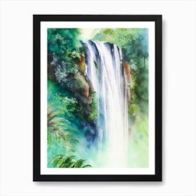 Diamond Falls, Saint Lucia Water Colour  (3) Art Print