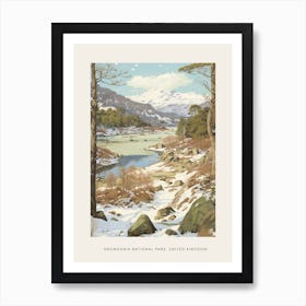 Vintage Winter Poster Snowdonia National Park United Kingdom 2 Art Print