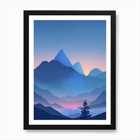 Misty Mountain Background Blue Color Theme Sunset Simple Minimalistic Vector Art Light Color 3 20231023201335389 Dfbe X4z1 Art Print