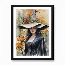Datura ~ Witches Herb Lady, Pagan Artwork, Watercolor, Witchy Plant, Witchcraft Poisonous Plants, Goddess Powerful Woman Art Print