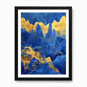 Blue And Gold Mountains 2 Art Print