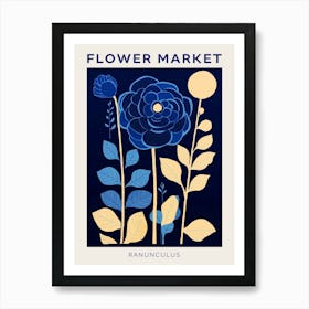 Blue Flower Market Poster Ranunculus 1 Art Print