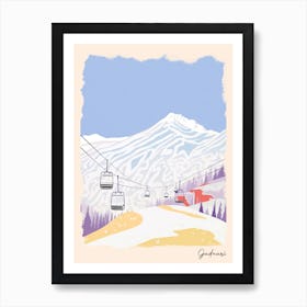 Poster Of Gudauri   Georgia, Ski Resort Pastel Colours Illustration 0 Art Print