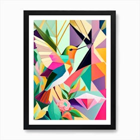 Hummingbird And Geometric Shapes Abstract Still Life 2 Art Print