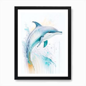 Atlantic White Sided Dolphin Storybook Watercolour  (3) Art Print