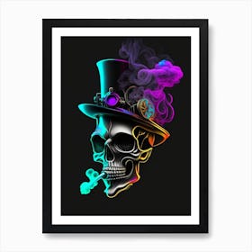 Skull With Vibrant Colors 2 Stream Punk Art Print