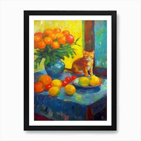 Marigold With A Cat 1 Fauvist Style Painting Art Print