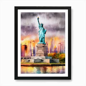 Powerful Statue Of Liberty Art Print