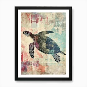 Rainbow Screenprint Inspired Sea Turtle Art Print