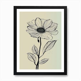 Line Art Sunflower Flowers Illustration Neutral 9 Art Print