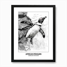 Penguin Diving Into The Water Poster 3 Art Print