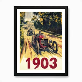 Aihrgdesign A Vintage Travel Poster Of An Early 1903 Automobi 36c87340 A906 48d3 907a 3e622571ce4c 2 Art Print